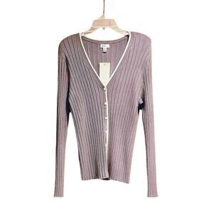 Nordstrom Rack XXL Cardigan • Purple Morn w/ Ivory Tipping • NWT